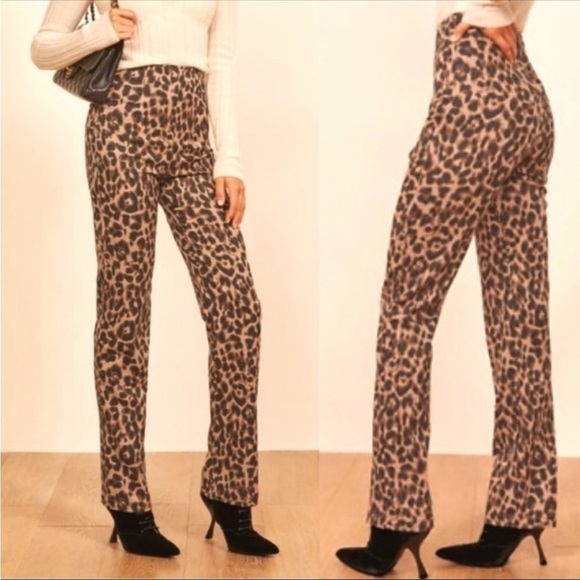 Reformation print straight leg side slit pants size 0 - Picture 1 of 9